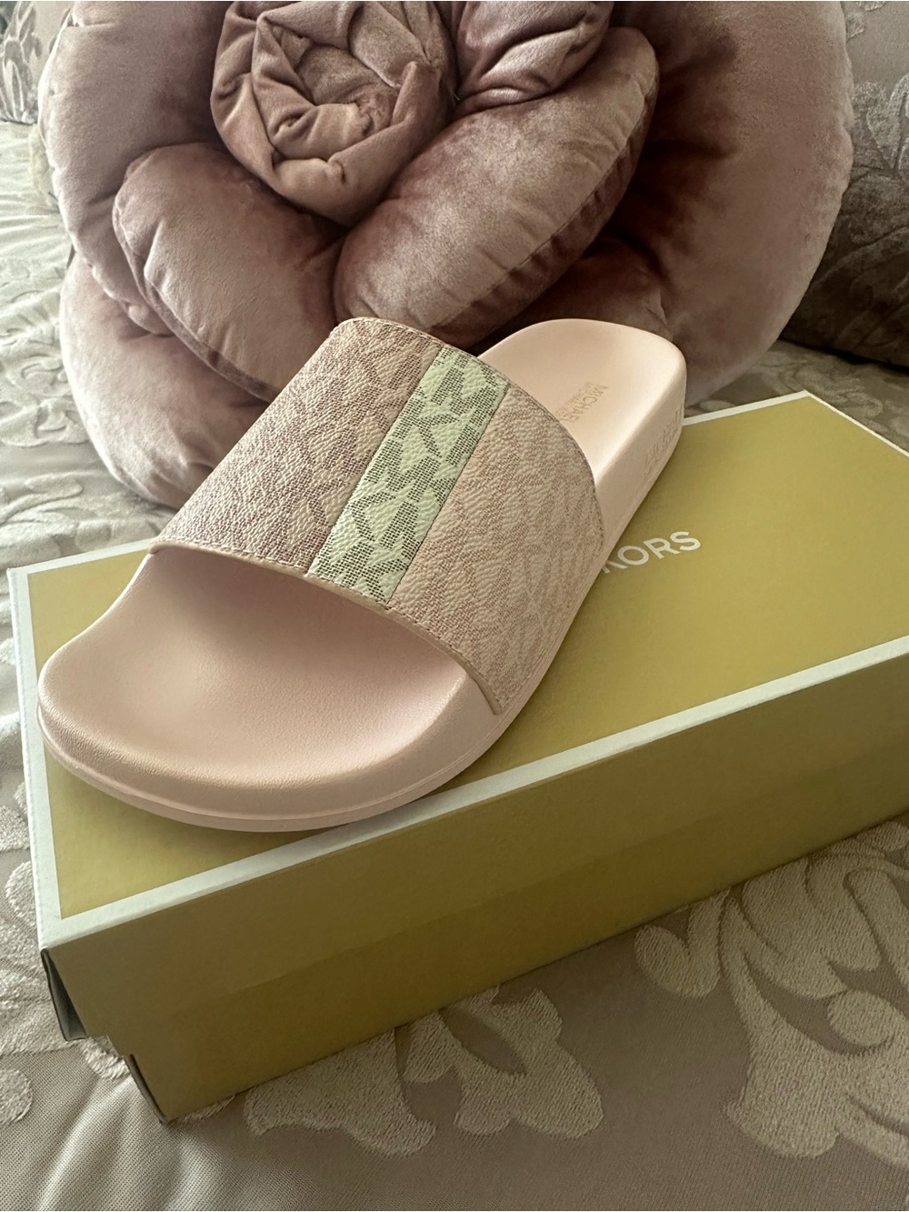 Michael Kors Blush Pink Logo-Accent Slide Sandal